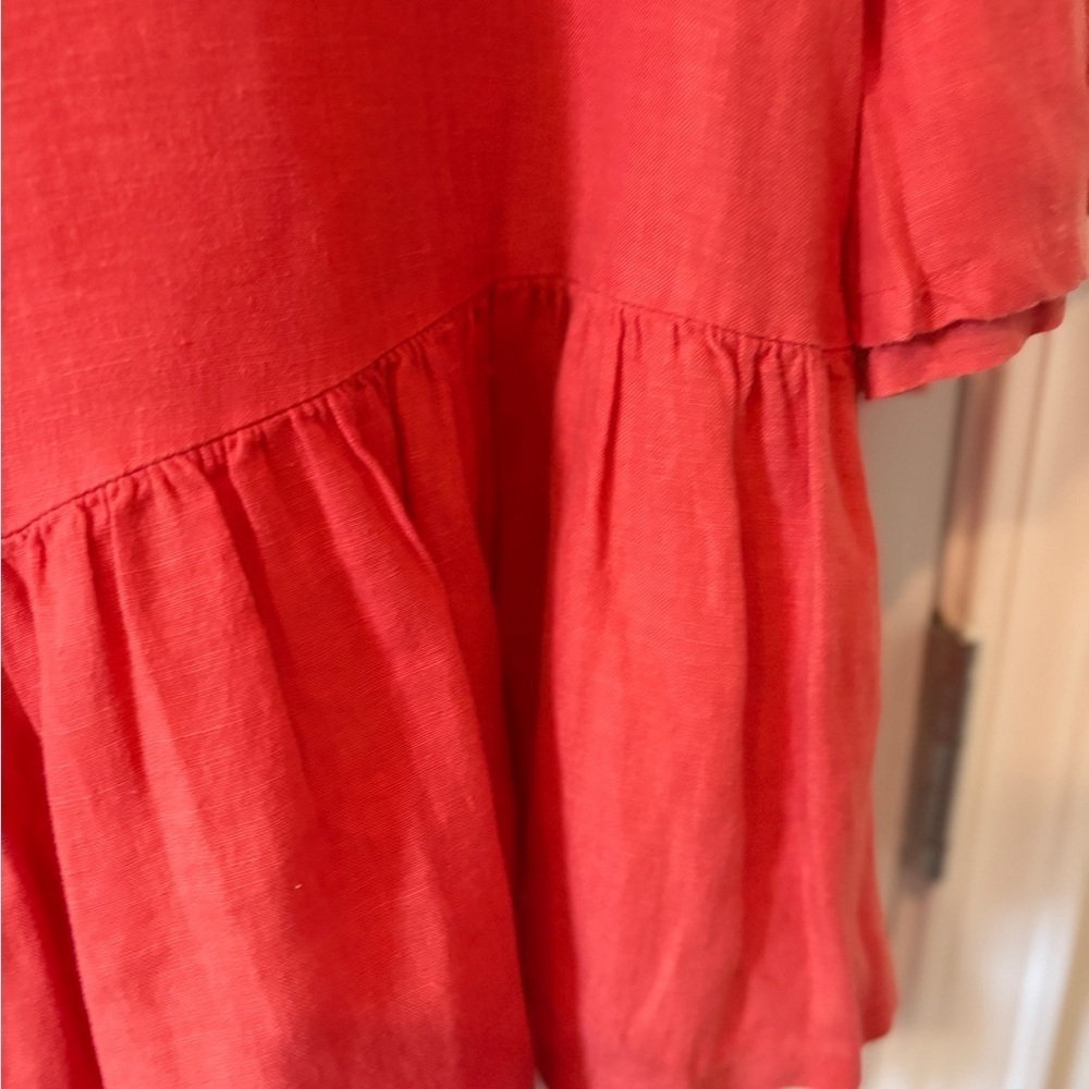 Bryn Walker Womens Flowy Blouse Top Lagenlook 100% Cotton Guazy Red L - Picture 12 of 12